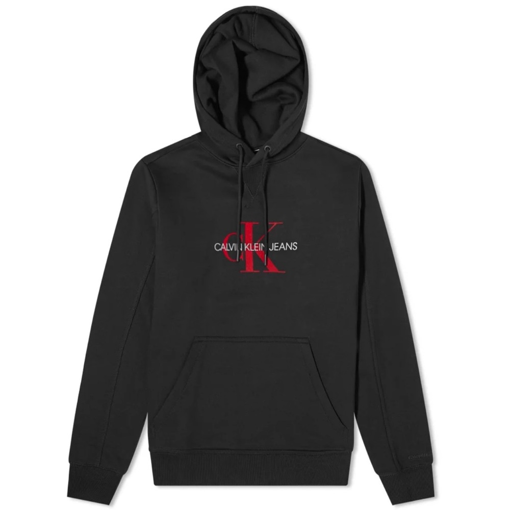 Calvin Klein Black and Red Logo Hoodie size M